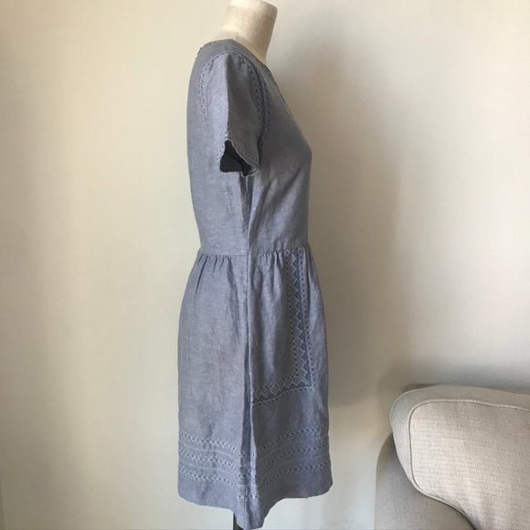 Madewell Embroidered Cotton Linen Midi Dress - Picture 4 of 5